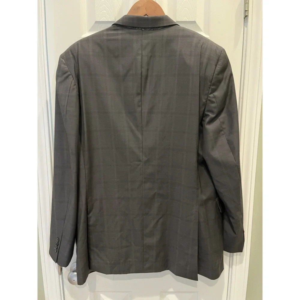 Jack Victor Super 110's Men's Dark Gray Plaid Blazer Wool Jacket Size 42R Verona